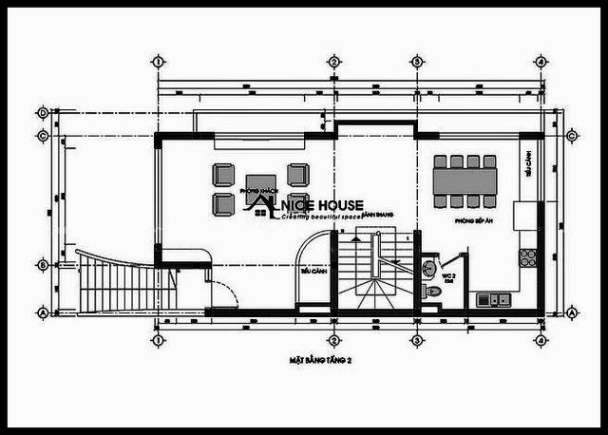 Bản vẽ chi tiết mặt bằng tầng 2 biệt thự 4 tầng